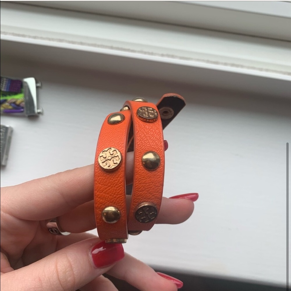 Auth Orange Leather Tory Burch Wrap Bracelet GUC - Picture 3 of 8